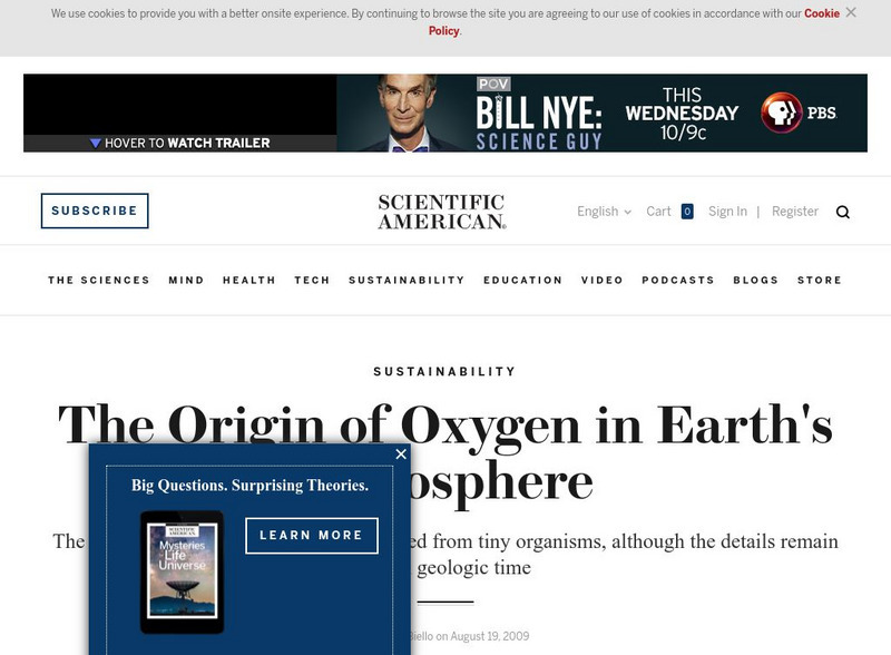 Scientific American: The Origin of Oxygen in Earth's Atmosphere Article