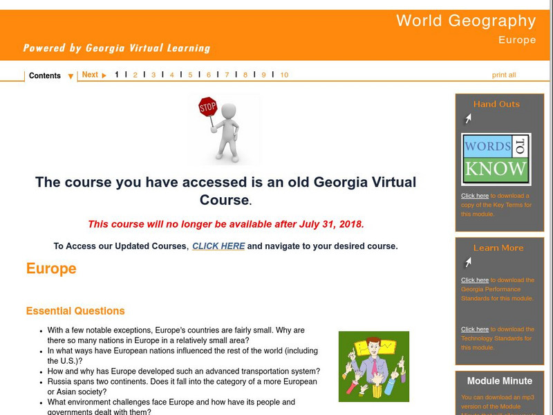 Ga Virtual Learning: World Geography: Europe Unit Plan Ga Virtual Learning: World Geography: Europe Unit Plan