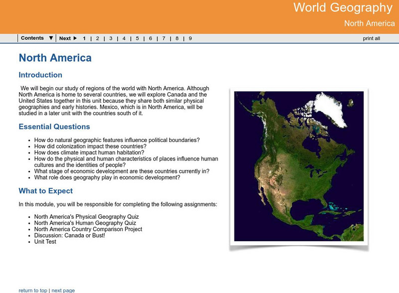 Ga Virtual Learning: World Geog: North America: The United States and Canada Unit Plan Ga Virtual Learning: World Geog: North America: The United States and Canada Unit Plan