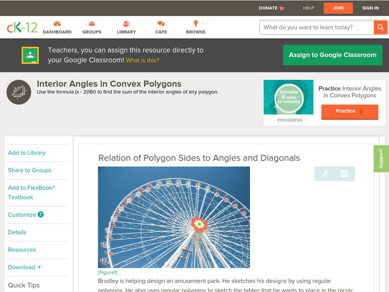 Ck 12: Geometry: Relation of Polygon Sides to Angles and Diagonals Unit Plan Ck 12: Geometry: Relation of Polygon Sides to Angles and Diagonals Unit Plan
