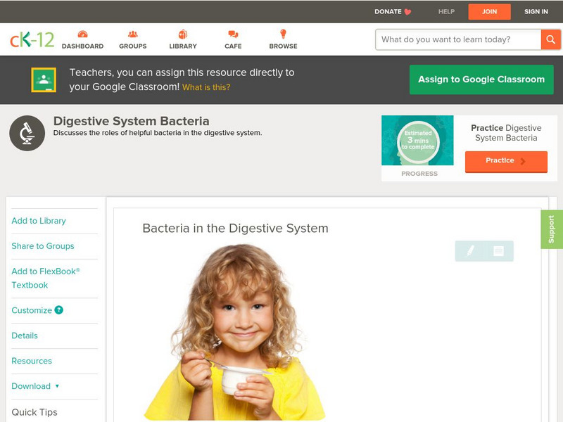 Ck 12: Life Science: Bacteria in the Digestive System Unit Plan Ck 12: Life Science: Bacteria in the Digestive System Unit Plan