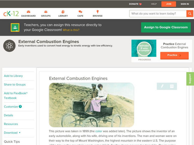 Ck 12: Physical Science: External Combustion Engines Unit Plan Ck 12: Physical Science: External Combustion Engines Unit Plan