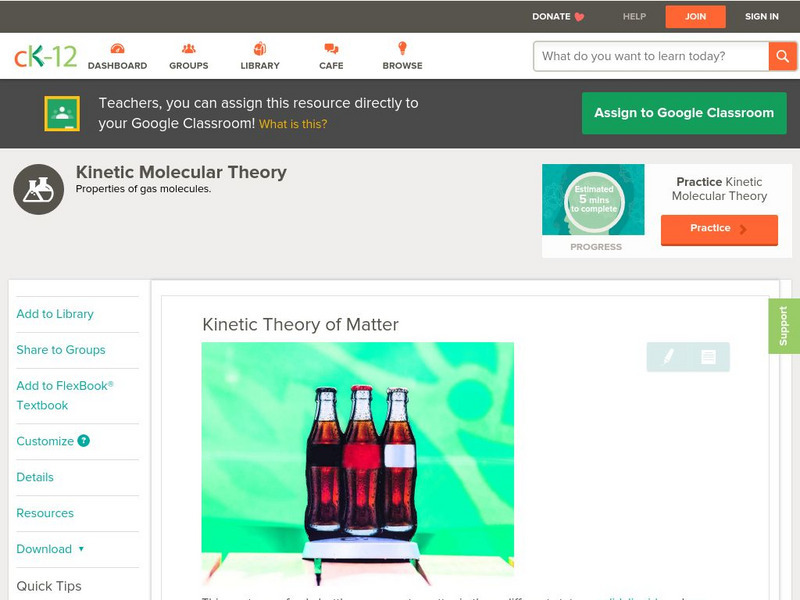 Ck 12: Physical Science: Kinetic Theory of Matter Unit Plan