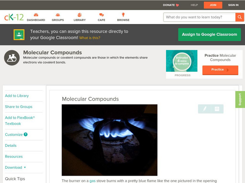 Ck 12: Physical Science: Molecular Compounds Unit Plan Ck 12: Physical Science: Molecular Compounds Unit Plan
