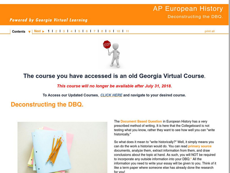 Ga Virtual Learning: Ap European History: Deconstructing the Dbq Unit Plan Ga Virtual Learning: Ap European History: Deconstructing the Dbq Unit Plan