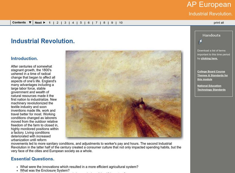 Ga Virtual Learning: Ap European: Industrial Revolution Unit Plan