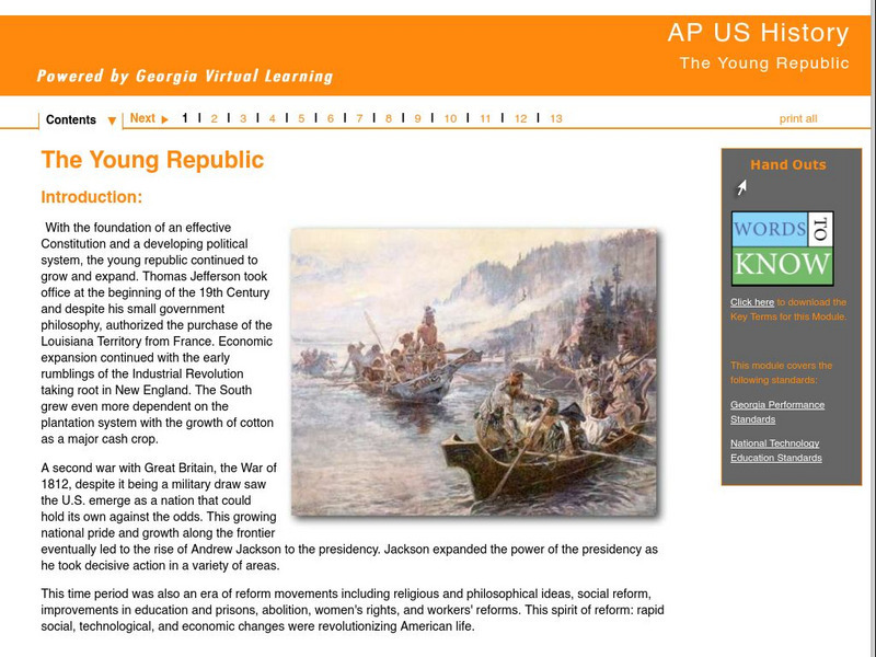 Ga Virtual Learning: Ap Us History: The Young Republic Unit Plan Ga Virtual Learning: Ap Us History: The Young Republic Unit Plan