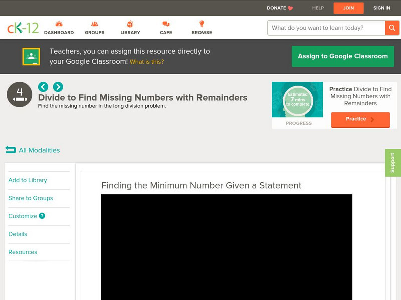 Ck 12: Elem Math: Finding the Minimum Number Given a Statement Instructional Video Ck 12: Elem Math: Finding the Minimum Number Given a Statement Instructional Video