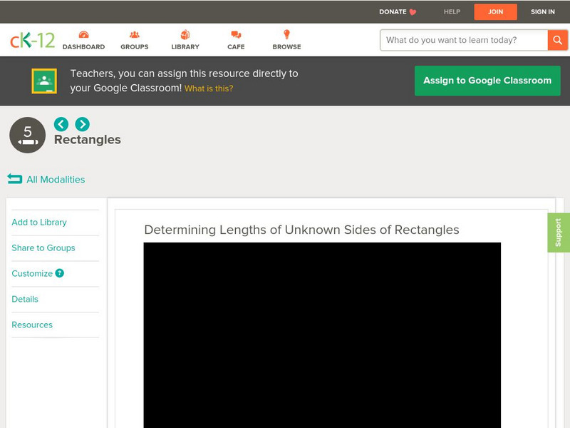 Ck 12: Elem Math: Determining Lengths of Unknown Sides of Rectangles Unit Plan