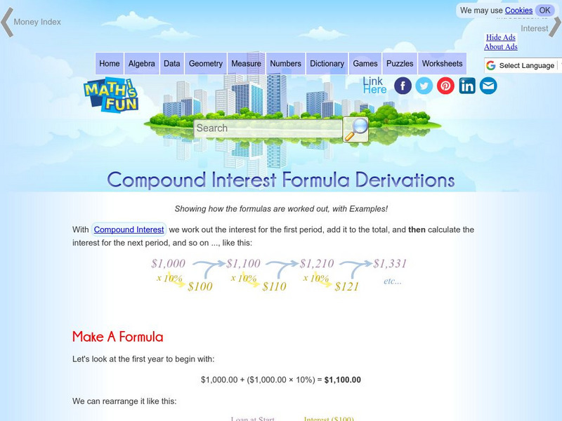 Math Is Fun: Compound Interest Formula Derivations Handout Math Is Fun: Compound Interest Formula Derivations Handout