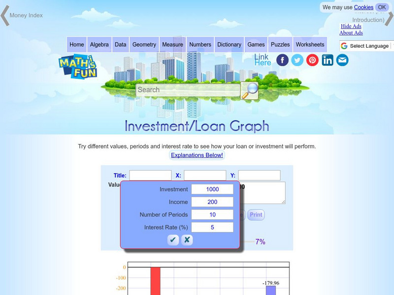 Math Is Fun: Investment/loan Graph Interactive Math Is Fun: Investment/loan Graph Interactive