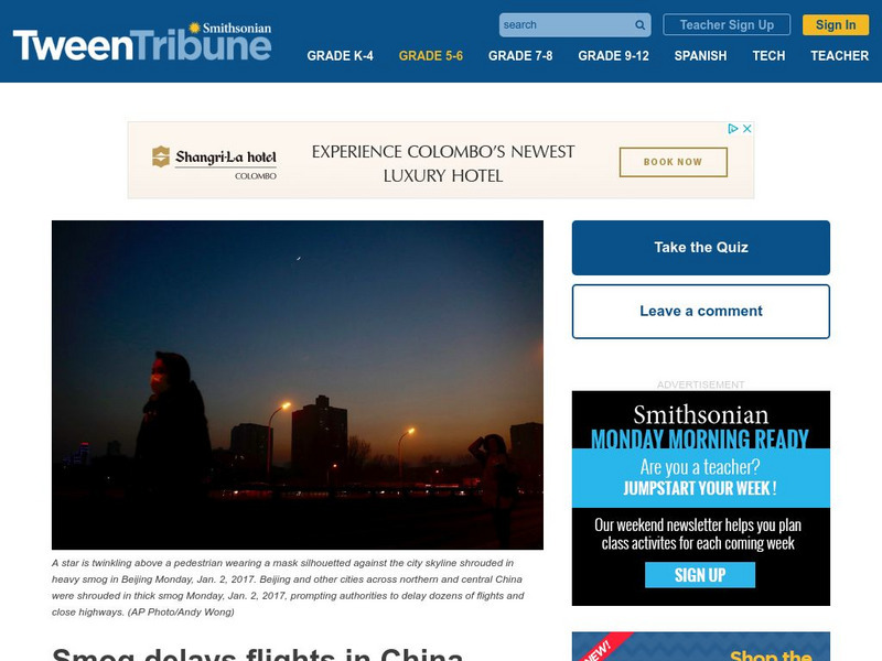 Tween Tribune: Smog Delays Flights in China Article Tween Tribune: Smog Delays Flights in China Article