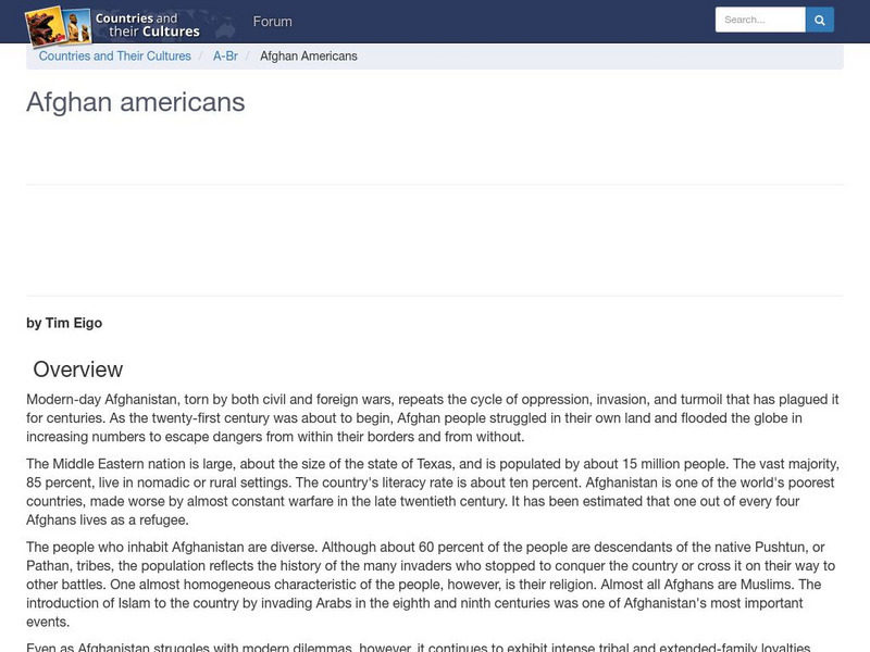 Countries and Their Cultures: Multicultural America: Afghan Americans Handout Countries and Their Cultures: Multicultural America: Afghan Americans Handout