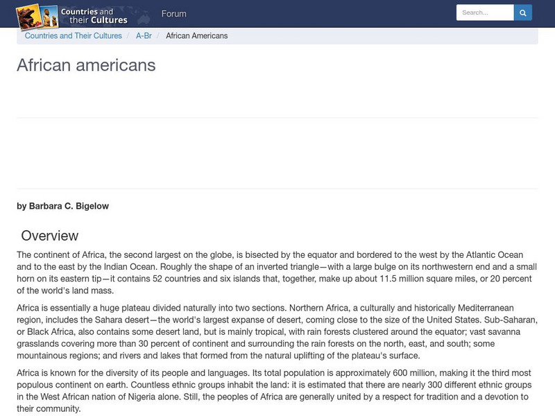 Countries and Their Cultures: Multicultural America: African Americans Handout Countries and Their Cultures: Multicultural America: African Americans Handout