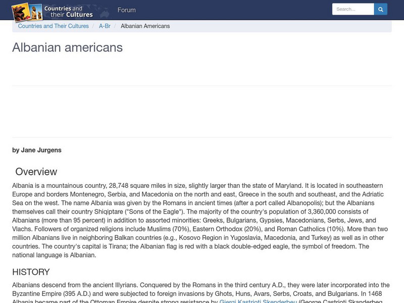 Countries and Their Cultures: Multicultural America: Albanian Americans Handout Countries and Their Cultures: Multicultural America: Albanian Americans Handout