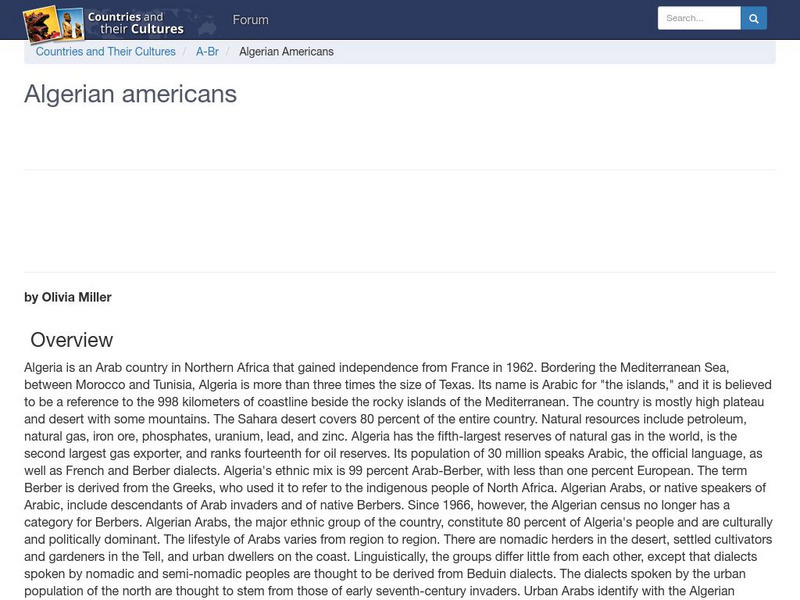 Countries and Their Cultures: Multicultural America: Algerian Americans Handout Countries and Their Cultures: Multicultural America: Algerian Americans Handout