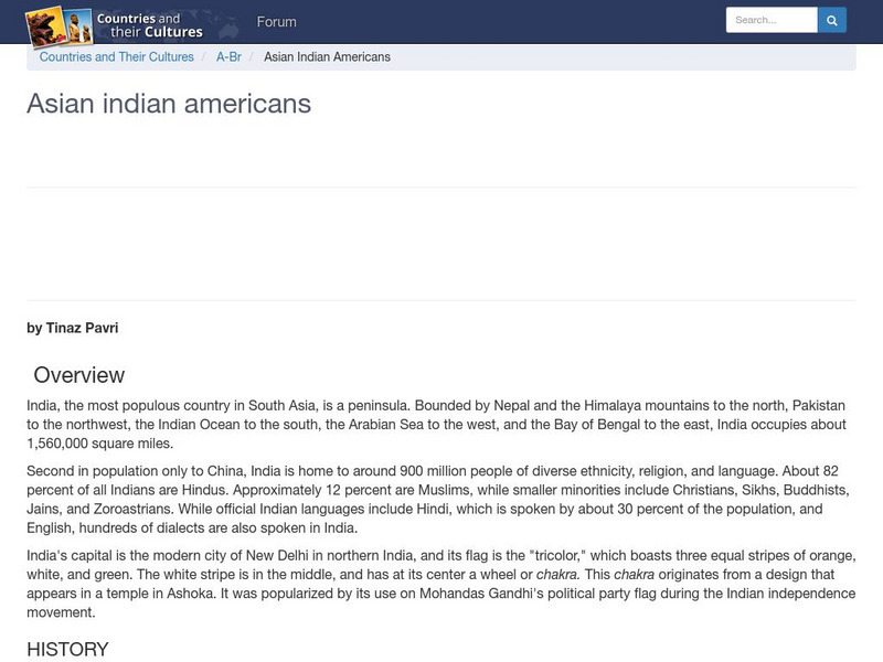 Countries and Their Cultures: Multicultural America: Asian Indian Americans Handout Countries and Their Cultures: Multicultural America: Asian Indian Americans Handout
