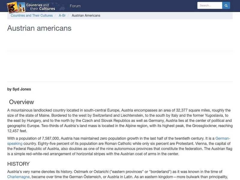 Countries and Their Cultures: Multicultural America: Austrian Americans Handout Countries and Their Cultures: Multicultural America: Austrian Americans Handout