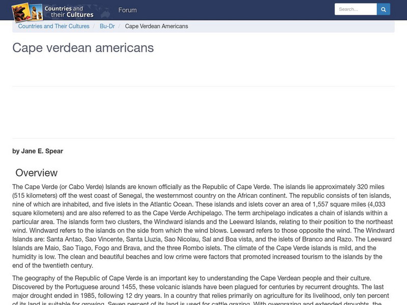 Countries and Their Cultures: Multicultural America: Cape Verdean Americans Handout Countries and Their Cultures: Multicultural America: Cape Verdean Americans Handout