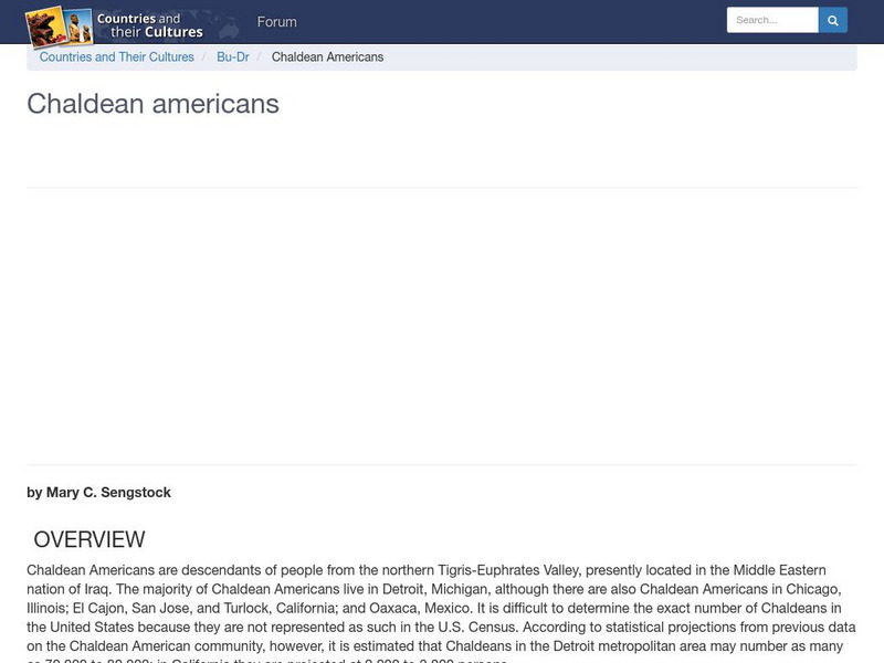 Countries and Their Cultures: Multicultural America: Chaldean Americans Handout Countries and Their Cultures: Multicultural America: Chaldean Americans Handout