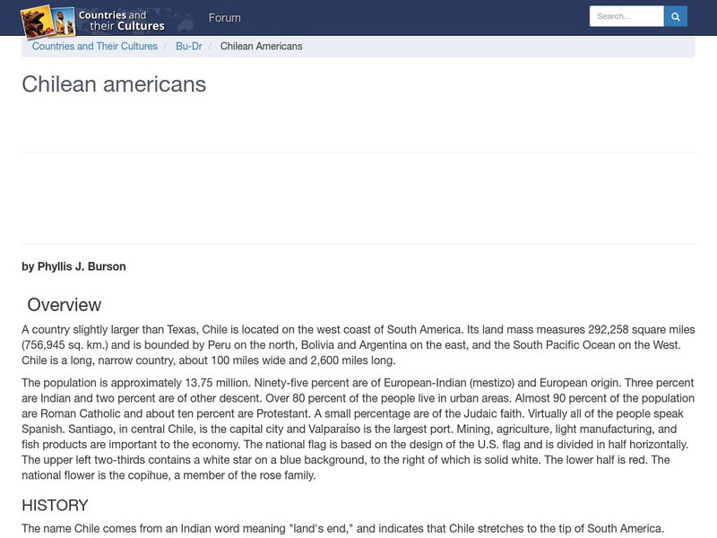 Countries and Their Cultures: Multicultural America: Chilean Americans Handout Countries and Their Cultures: Multicultural America: Chilean Americans Handout