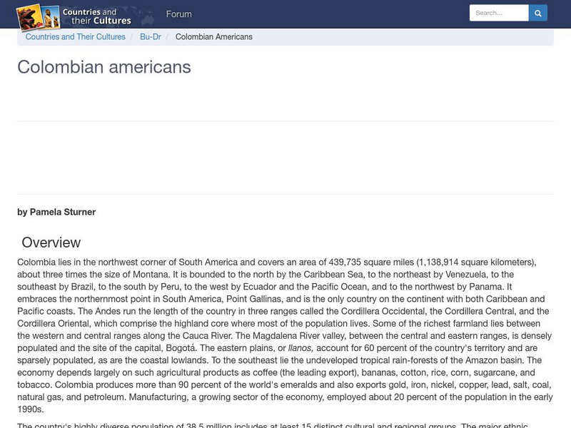 Countries and Their Cultures: Multicultural America: Colombian Americans Handout Countries and Their Cultures: Multicultural America: Colombian Americans Handout