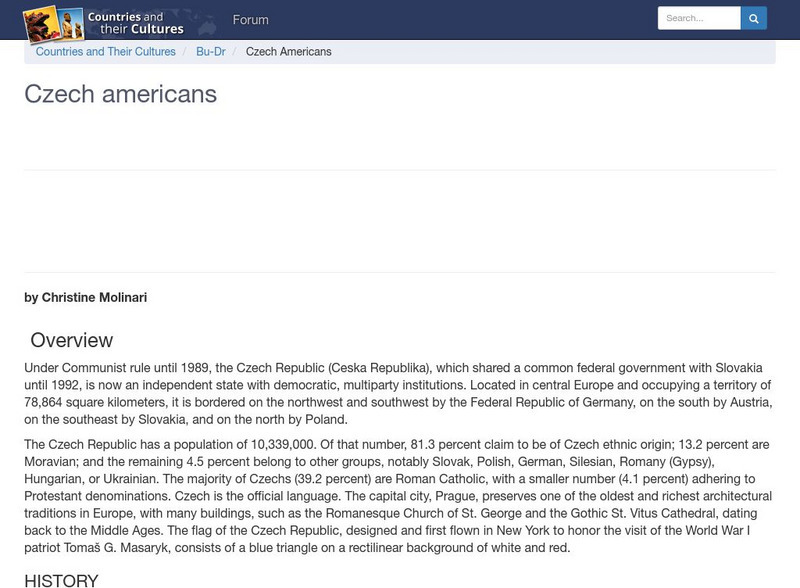 Countries and Their Cultures: Multicultural America: Czech Americans Handout Countries and Their Cultures: Multicultural America: Czech Americans Handout