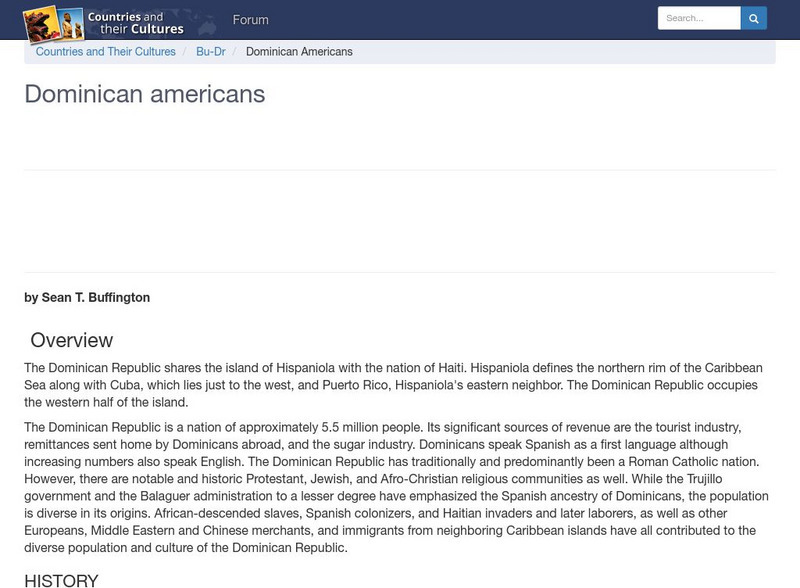 Countries and Their Cultures: Multicultural America: Dominican Americans Handout Countries and Their Cultures: Multicultural America: Dominican Americans Handout