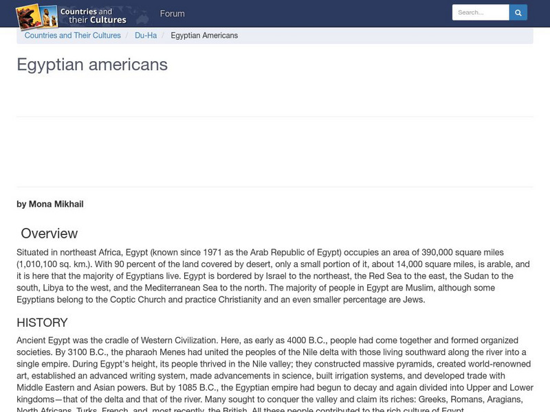 Countries and Their Cultures: Multicultural America: Egyptian Americans Handout Countries and Their Cultures: Multicultural America: Egyptian Americans Handout