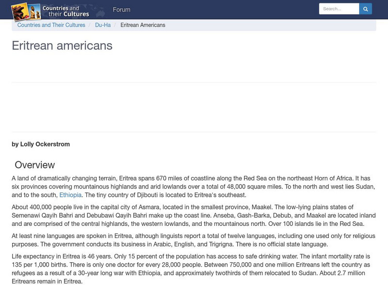 Countries and Their Cultures: Multicultural America: Eritrean Americans Handout Countries and Their Cultures: Multicultural America: Eritrean Americans Handout