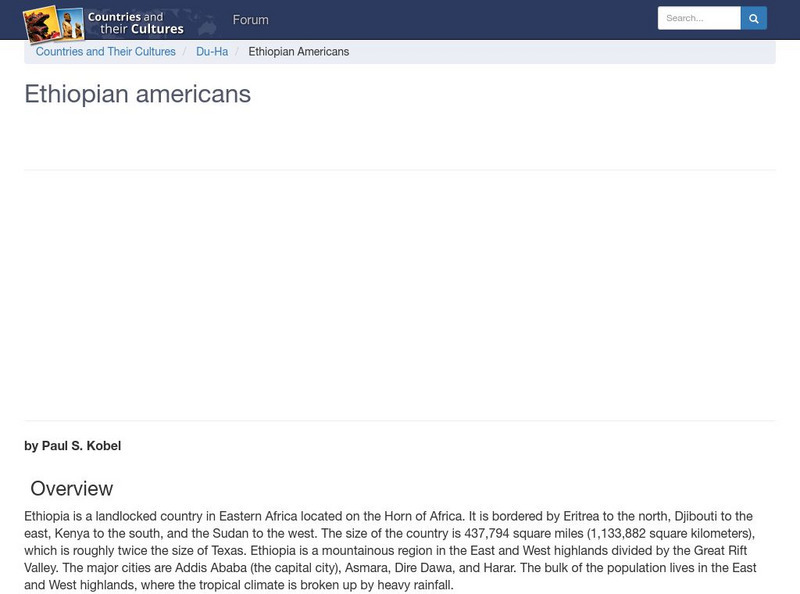 Countries and Their Cultures: Multicultural America: Ethiopian Americans Handout Countries and Their Cultures: Multicultural America: Ethiopian Americans Handout