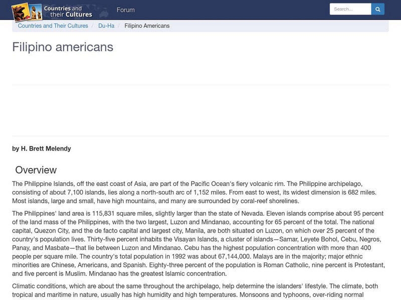Countries and Their Cultures: Multicultural America: Filipino Americans Handout Countries and Their Cultures: Multicultural America: Filipino Americans Handout