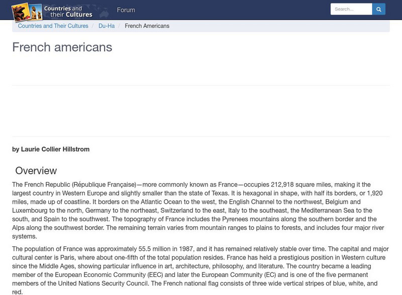 Countries and Their Cultures: Multicultural America: French Americans Handout Countries and Their Cultures: Multicultural America: French Americans Handout