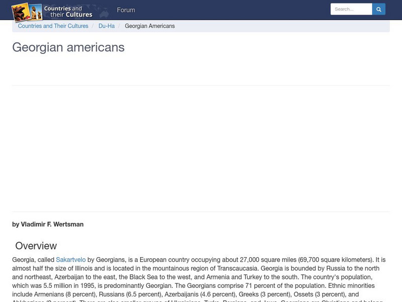 Countries and Their Cultures: Multicultural America: Georgian Americans Handout Countries and Their Cultures: Multicultural America: Georgian Americans Handout
