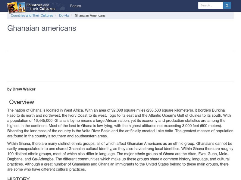 Countries and Their Cultures: Multicultural America: Ghanaian Americans Handout Countries and Their Cultures: Multicultural America: Ghanaian Americans Handout