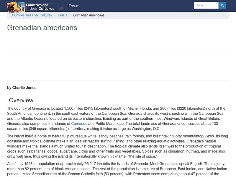 Countries and Their Cultures: Multicultural America: Grenadian Americans Handout Countries and Their Cultures: Multicultural America: Grenadian Americans Handout