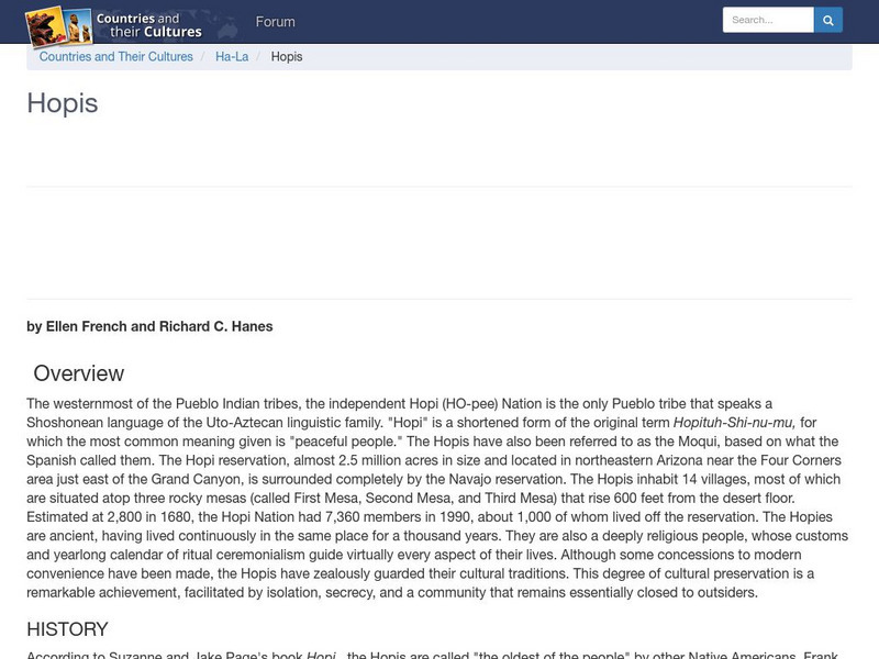 Countries and Their Cultures: Multicultural America: Hopis Handout Countries and Their Cultures: Multicultural America: Hopis Handout