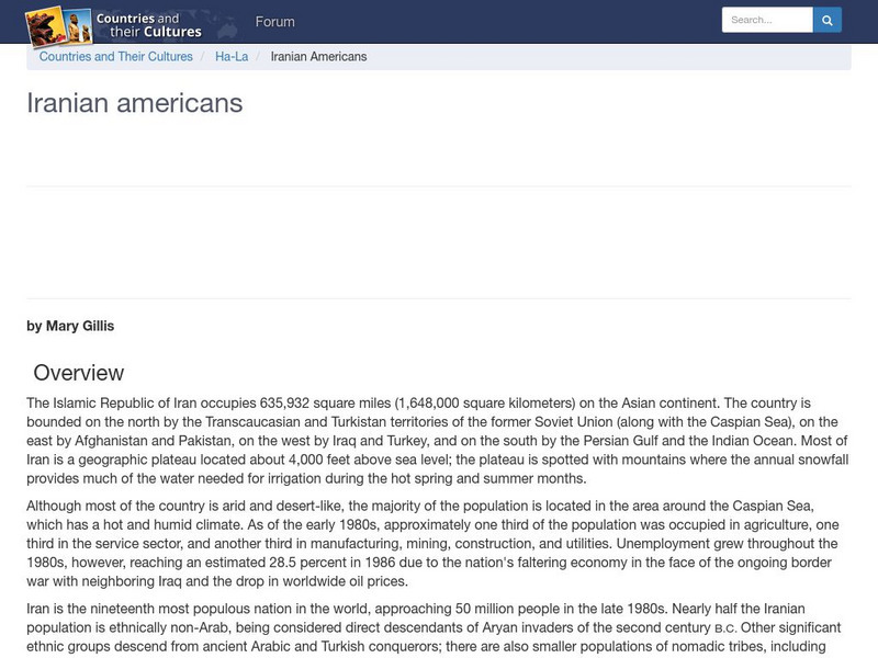 Countries and Their Cultures: Multicultural America: Iranian Americans Handout Countries and Their Cultures: Multicultural America: Iranian Americans Handout