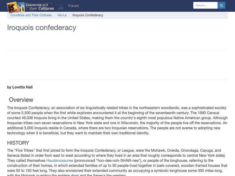 Countries and Their Cultures: Multicultural America: Iroquois Confederacy Handout Countries and Their Cultures: Multicultural America: Iroquois Confederacy Handout