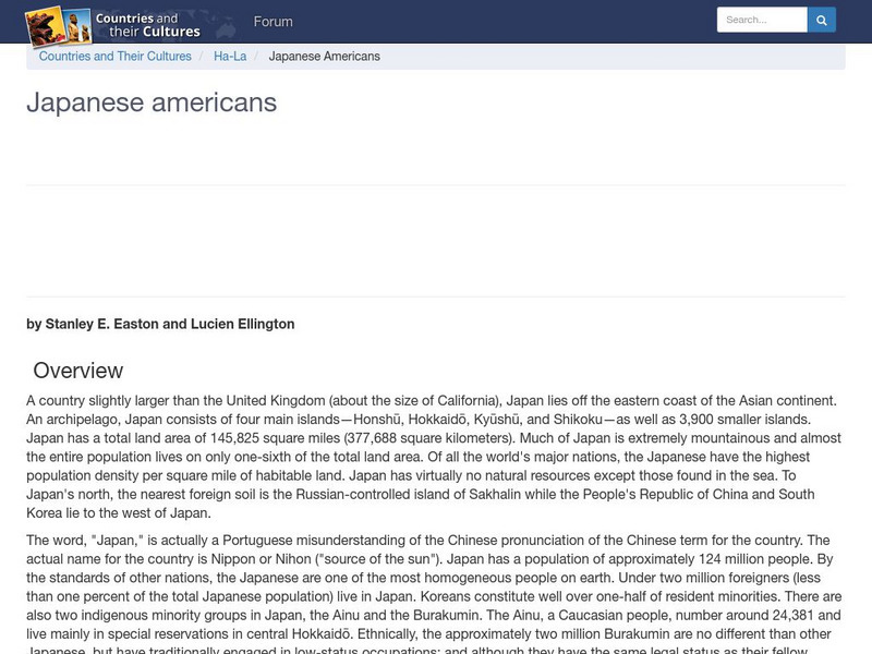Countries and Their Cultures: Multicultural America: Japanese Americans Handout Countries and Their Cultures: Multicultural America: Japanese Americans Handout
