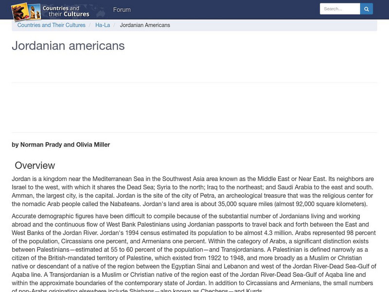 Countries and Their Cultures: Multicultural America: Jordanian Americans Handout Countries and Their Cultures: Multicultural America: Jordanian Americans Handout
