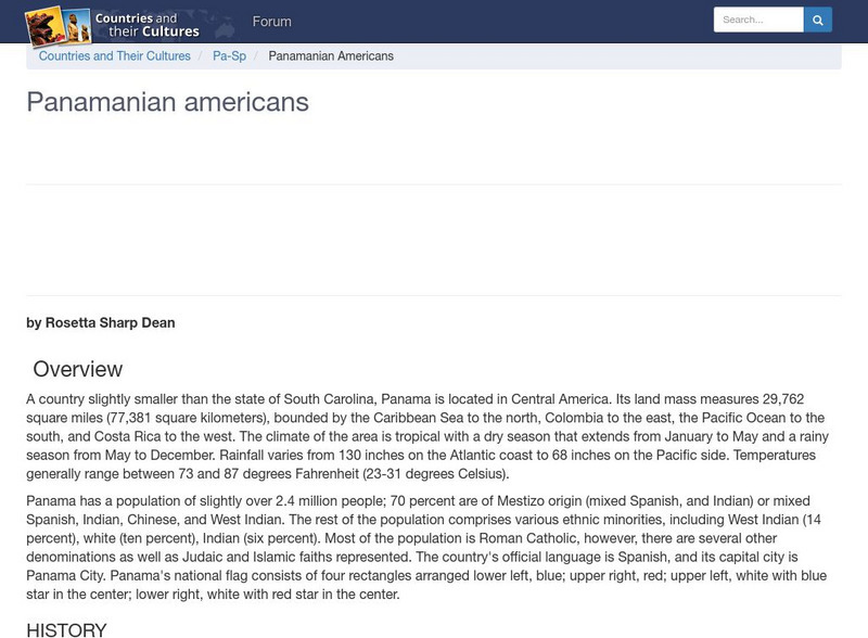 Countries and Their Cultures: Multicultural America: Panamanian Americans Handout Countries and Their Cultures: Multicultural America: Panamanian Americans Handout