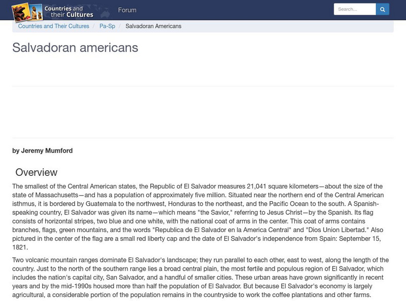 Countries and Their Cultures: Multicultural America: Salvadoran Americans Handout Countries and Their Cultures: Multicultural America: Salvadoran Americans Handout