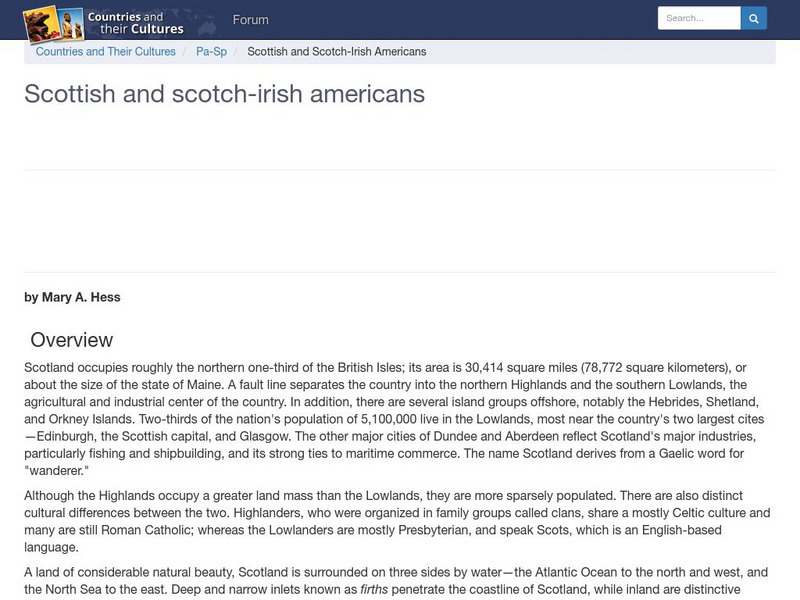 Countries and Their Cultures: Scottish and Scotch Irish Americans Handout Countries and Their Cultures: Scottish and Scotch Irish Americans Handout