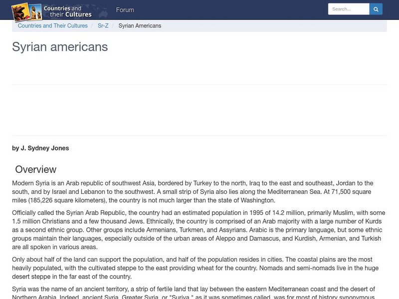Countries and Their Cultures: Multicultural America: Syrian Americans Handout Countries and Their Cultures: Multicultural America: Syrian Americans Handout