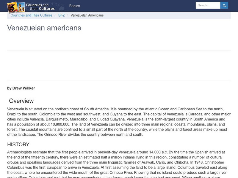 Countries and Their Cultures: Multicultural America: Venezuelan Americans Handout Countries and Their Cultures: Multicultural America: Venezuelan Americans Handout