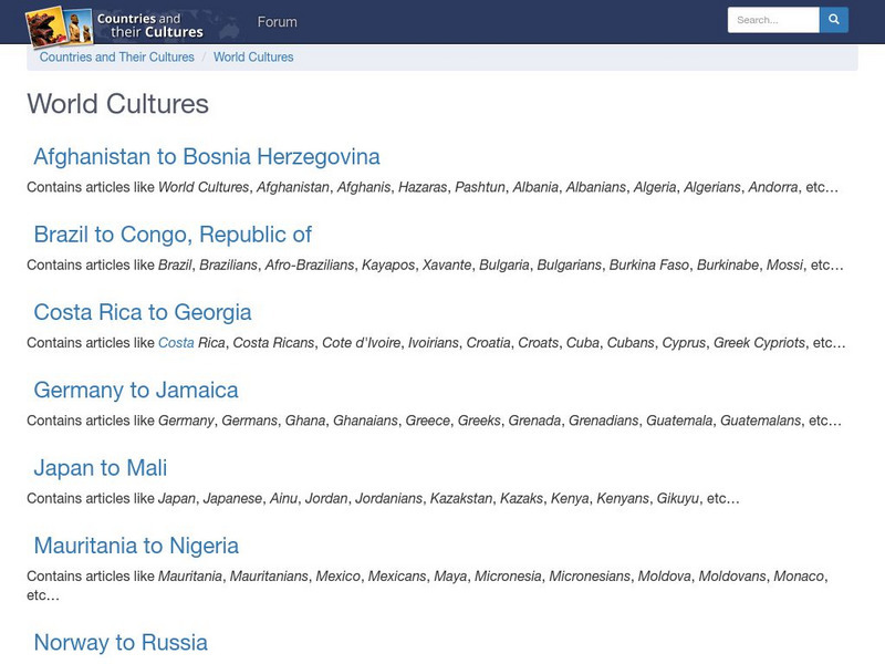 Countries and Their Cultures: World Cultures Website