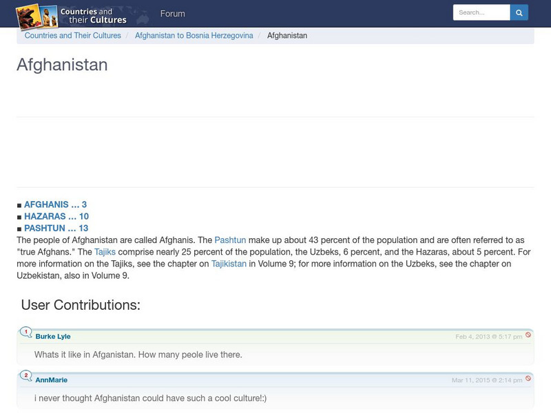 Countries and Their Cultures: Afghanistan Handout Countries and Their Cultures: Afghanistan Handout
