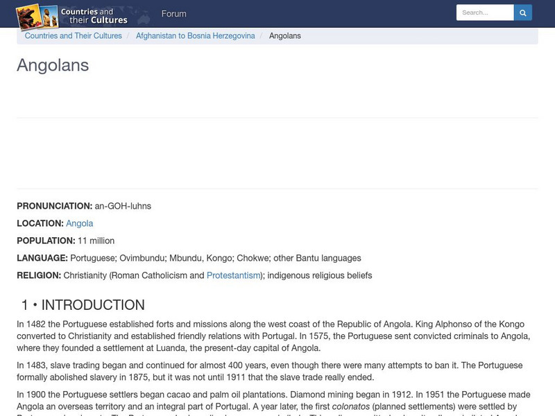 Countries and Their Cultures: Angolans Handout Countries and Their Cultures: Angolans Handout