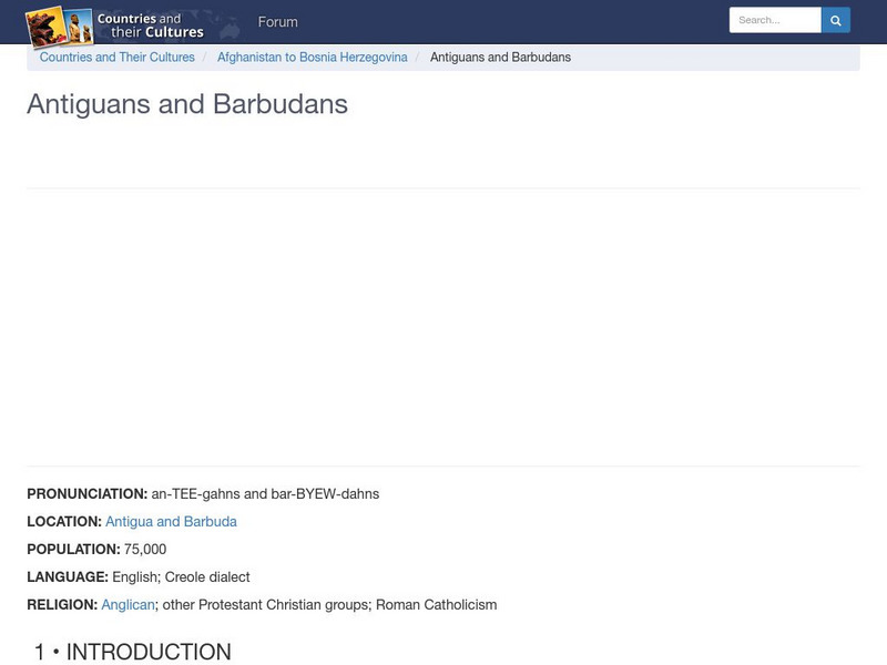 Countries and Their Cultures: Antiguans and Barbudans Handout Countries and Their Cultures: Antiguans and Barbudans Handout